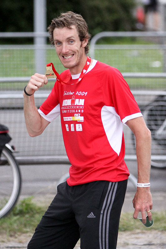David with his medal and finishers t-shirt.