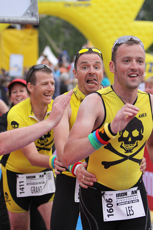 Les, Drew and Grant doing the conga in the finishing chute!