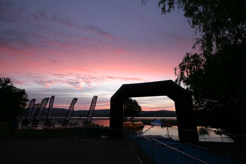 The exit from the 2.4 mile swim, before it got busy.