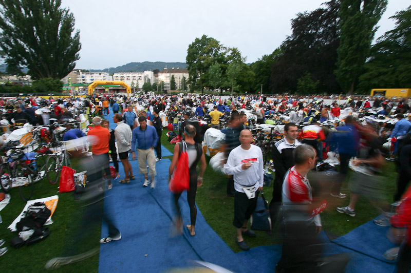 Hustle and bustle in the transition area.