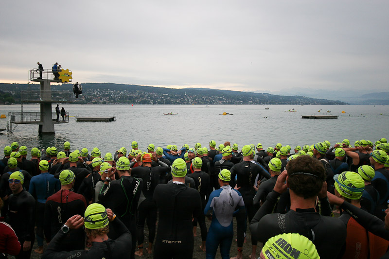 Minutes before the start of the swim.