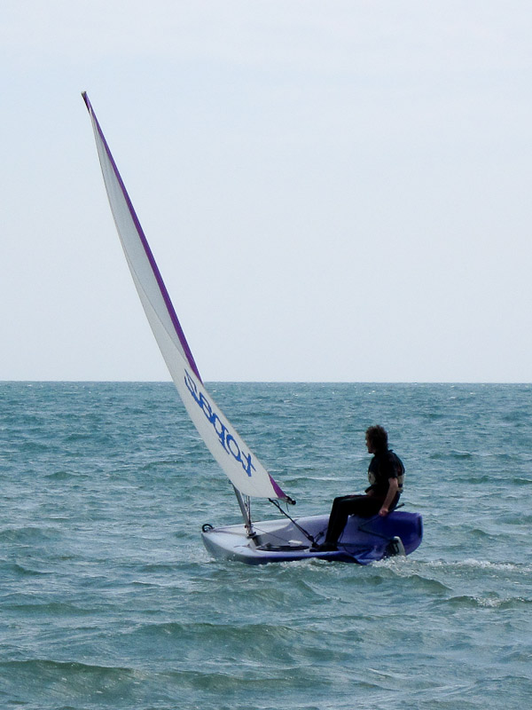 David out for a little sail in Sharon's boat.