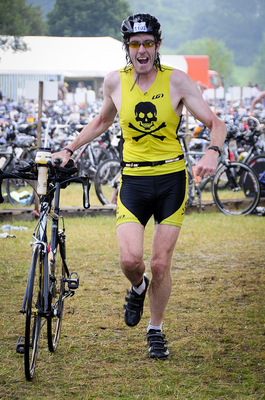 Heading out of transition 1 to begin the 112 mile bike leg