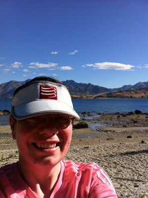 Self portrait during Sharon's long run checking out the Challenge Wanaka marathon course