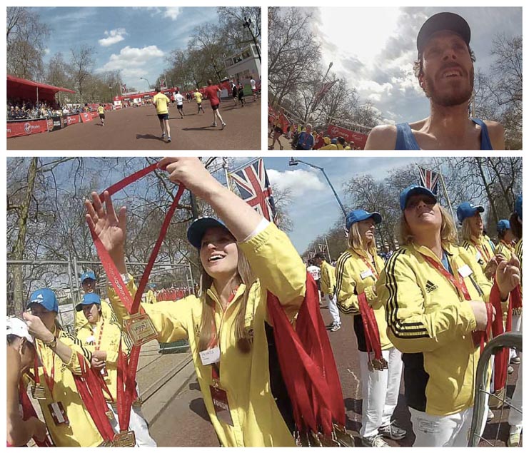 (clockwise) The final straight. Immediately after finishing. Being presented with my finishers medal.