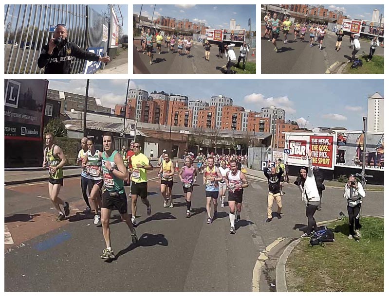 Stefan, Katrin and Rodney giving me the paparazzi treatment at mile 16!