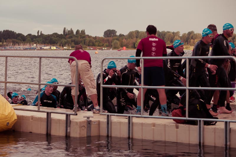 The swim exit was rather busy!