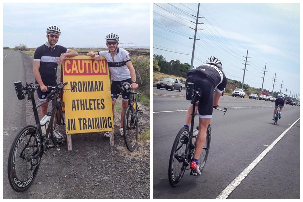 Nico and Paul at one of the many signs. Nico gives chase!