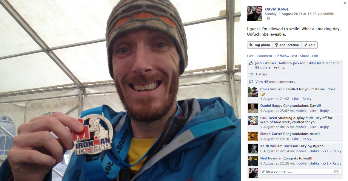 Shortly after the race I posted this self portrait photo on facebook.  Plenty of people seemed to like it.